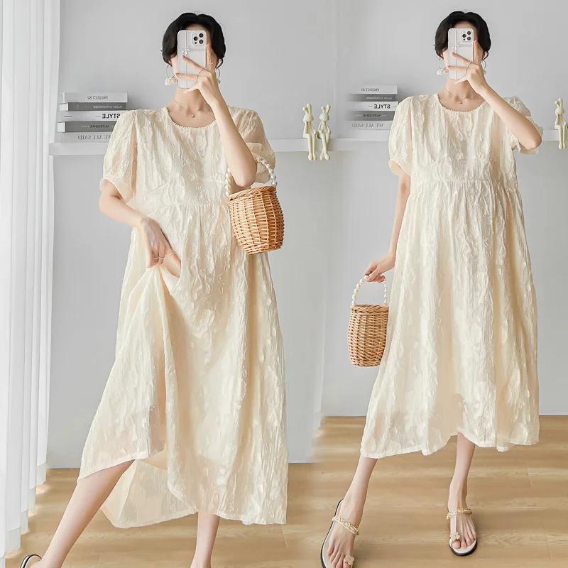 G50770 Pregnancy Clothes Dress Embroidery Clothes Lace Dress Women Style Stylish Pregnancy Mid-Long Maternity Dresse